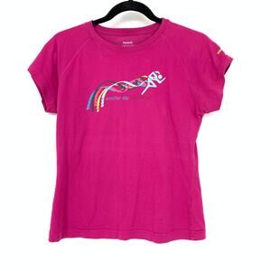 Reebok Activewear Graphic Running T-Shirt Womens Size Medium Short Sleeve Pink
